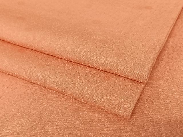 平和屋着物●上質な色無地　花唐草地紋　甚三紅色　正絹　逸品　未使用　AABC4858zg