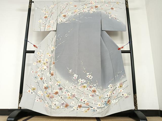 平和屋着物●訪問着　友禅　枝梅文　暈し染め　正絹　逸品　AABC4886zg