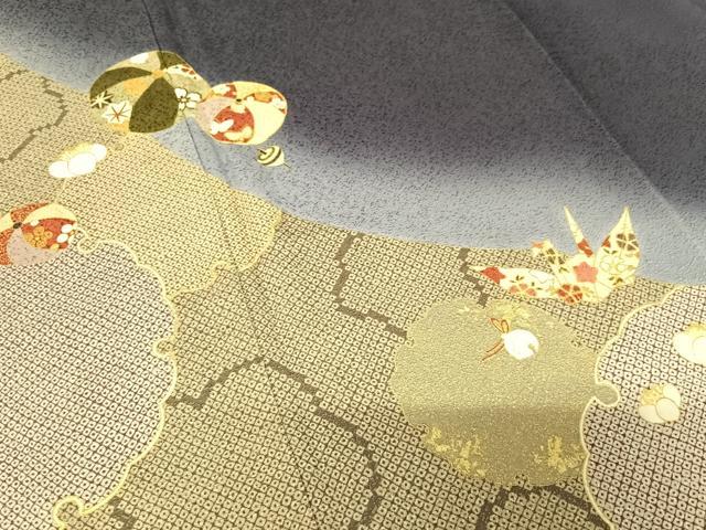 平和屋着物○訪問着 駒刺繍 雪輪重ね花蝶文 折り鶴 暈し