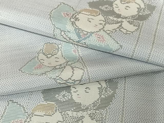 平和屋着物●本場大島紬　カタス9マルキ　人物文　正絹　逸品　AABC4895zg