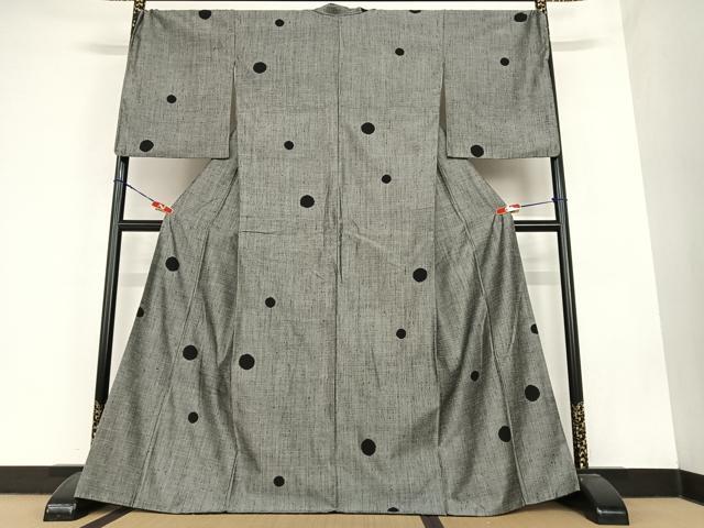 平和屋着物●上質な紬　ドット　正絹　逸品　AABC4983zg