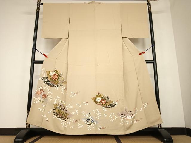平和屋着物○豪華色留袖 駒刺繍 色紙重ね流水花文 金彩 やまと