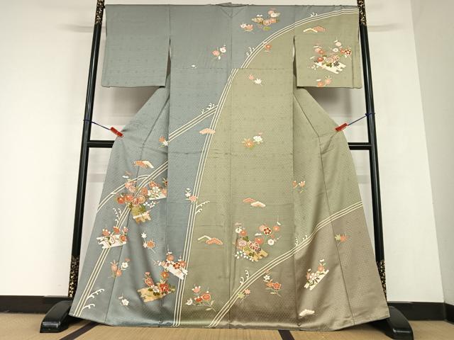 平和屋着物●訪問着　花筏文　暈し染め　金彩　正絹　逸品　AABC5035zg