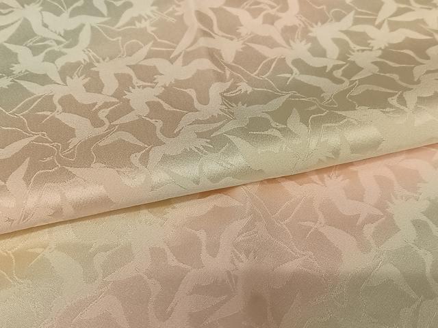 平和屋着物●長襦袢　袷　群れ鶴文　暈し染め　正絹　逸品　AABC5073zg 平和屋着物○長襦袢 袷 群れ鶴文 暈し染め 正絹 逸品 AABC5073zg