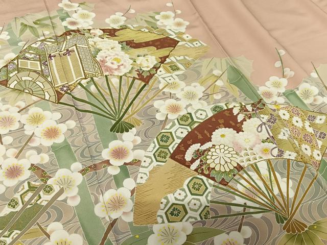 平和屋着物○豪華色留袖 友禅作家物 雅尊 駒刺繍 扇面御所車