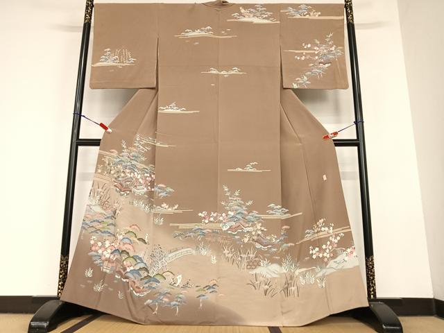 平和屋着物●訪問着　友禅作家物　藤林　松竹梅人物風景文　暈し染め　正絹　逸品　AABC5095zg