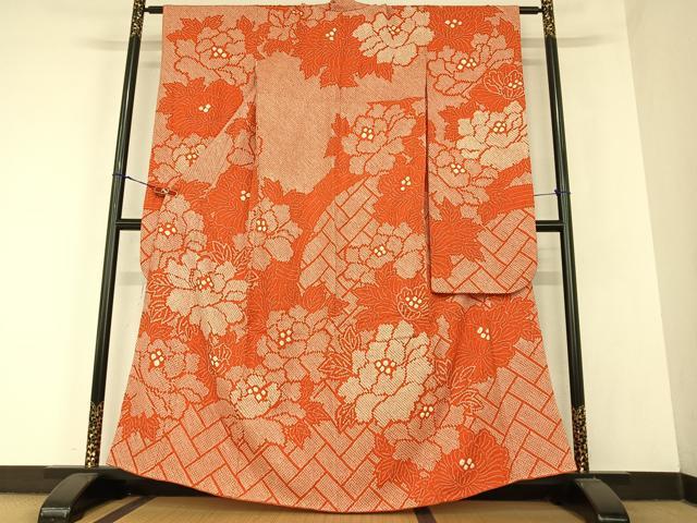 平和屋着物●豪華振袖　絞り　草花文　正絹　逸品　AABC5123zg