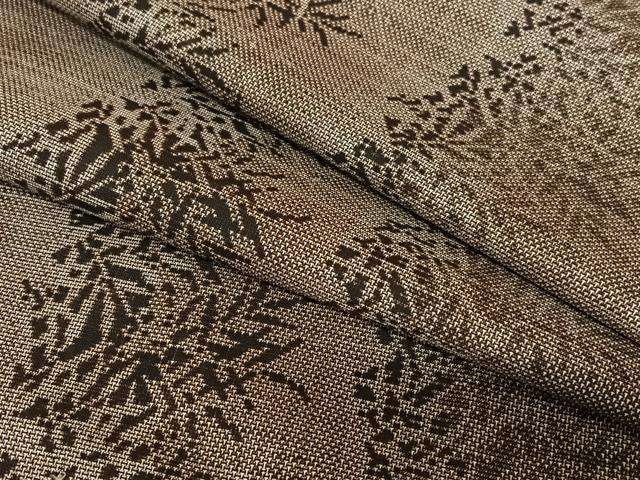 平和屋着物●本場大島紬　泥染め　カタス9マルキ　草木シルエット　正絹　逸品　AABC5134zg