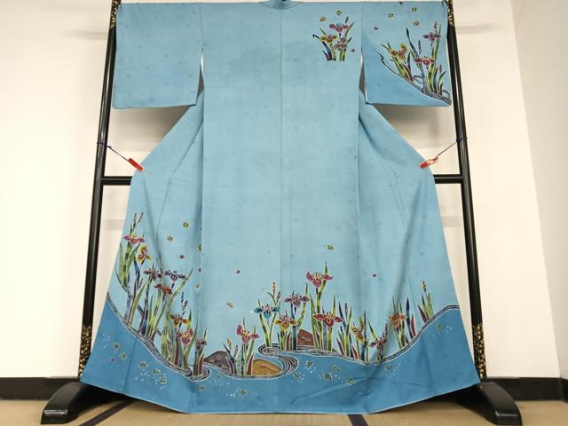 平和屋着物●紅型　訪問着　杜若　正絹　逸品　AABC5166zg