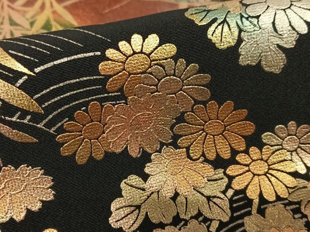 平和屋着物●金彩工芸　畑山敦夫　黒留袖　渡り橋草花文　金彩　正絹　逸品　AABC5177zg