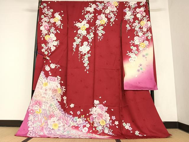 平和屋着物●豪華振袖　蔓帯花文　暈し染め　金彩　仮絵羽　逸品　未使用　AABC5189zg