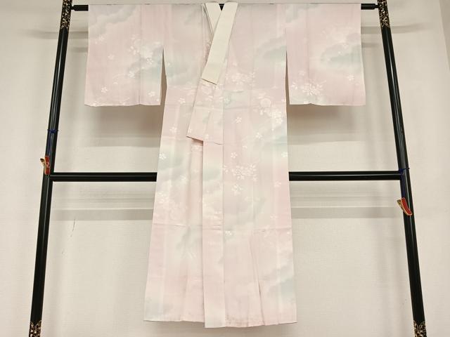 平和屋着物●長襦袢　無双仕立て　草花文　暈し染め　正絹　逸品　AABC5191zg