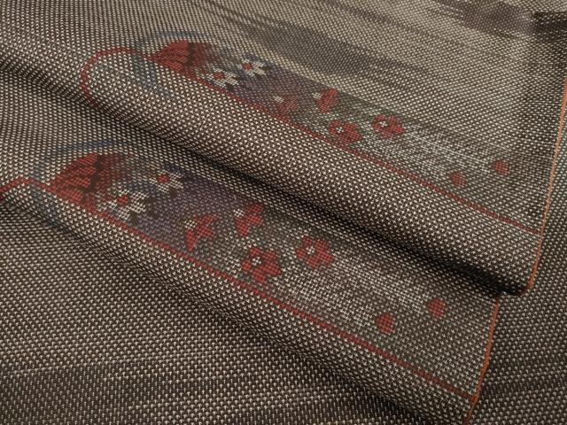 平和屋着物●本場大島紬　カタス7マルキ　霞花文　やまと誂製　正絹　逸品　AABC5630ck