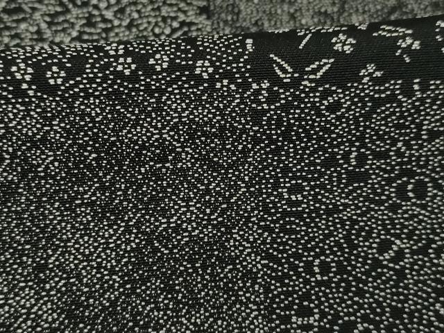 平和屋着物○お召 横段文 黒地 正絹 逸品 AABC5641ck