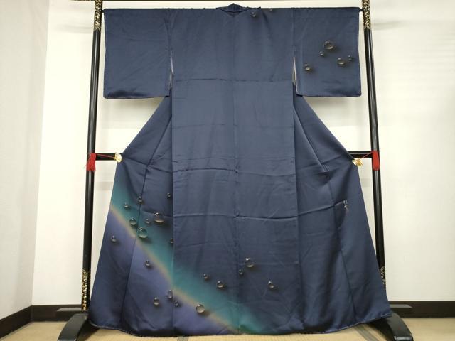 平和屋着物●染色作家　青木龍雲　訪問着　手描き　水滴　暈し染め　正絹　逸品　未使用　AABC5663ck