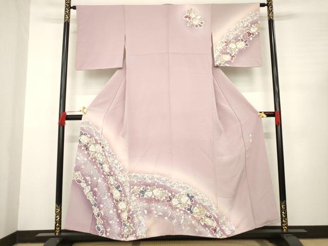 平和屋着物●越後十日町の一流染匠　桐屋・翠山工房　訪問着　辻が花　舞花文　暈し染め　正絹　逸品　AABC5675ck