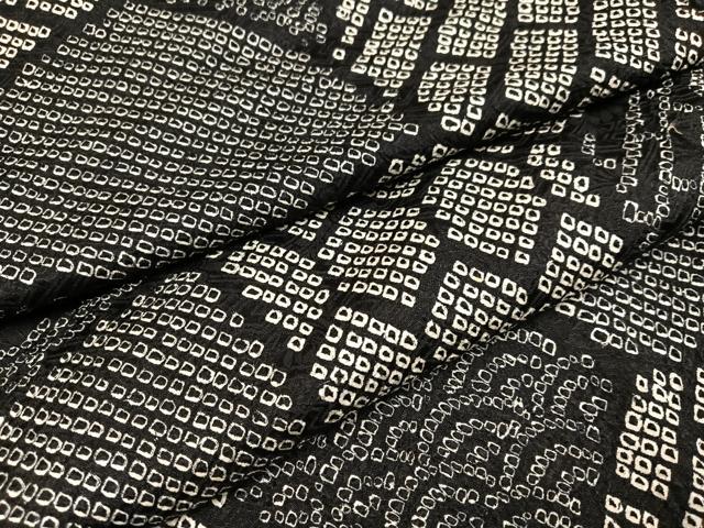 平和屋着物●上質な小紋　総絞り　吉祥文　黒地　正絹　逸品　AABC6014ph