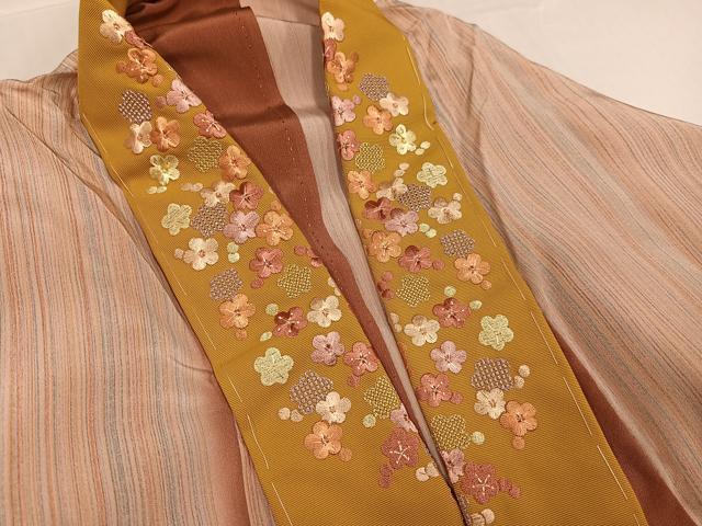 平和屋着物○長襦袢 無双仕立て 間道 半衿刺繍 正絹 逸品 AABC6019ph