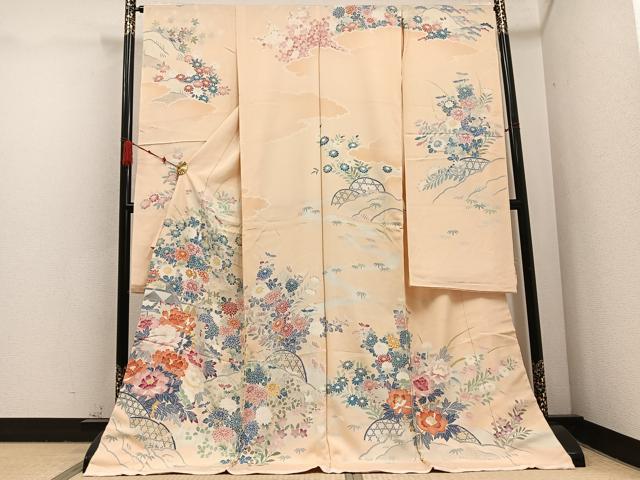 平和屋着物○六通柄袋帯 唐織 地紙重ね花文 金糸 正絹 逸品 CAAX0534yk