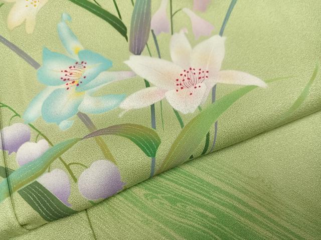 平和屋着物○訪問着 草花文 正絹 逸品 AABC6029ph