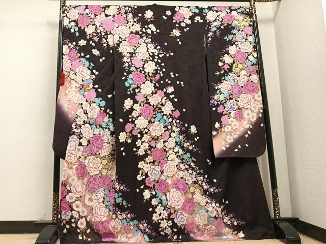 平和屋着物●豪華振袖　刺繍　花尽くし　金銀彩　ロング丈　正絹　逸品　AABC6030ph