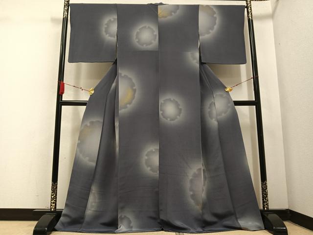 平和屋着物●上質な小紋　雪輪文　暈し染め　金彩　鬼しぼ縮緬　正絹　逸品　AABC6046ph 平和屋着物○上質な小紋 雪輪文 暈し染め 金彩 鬼しぼ縮緬