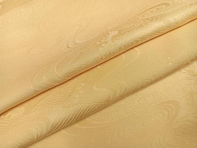 平和屋着物●上質な色無地　立波地紋　蜂蜜色　正絹　逸品　AABC6051ph