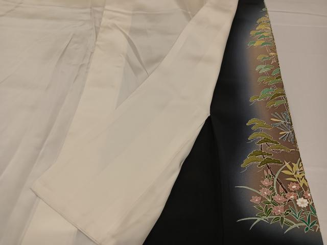 平和屋着物○京加賀友禅 百貫達雄 黒留袖 群れ鶴草花文