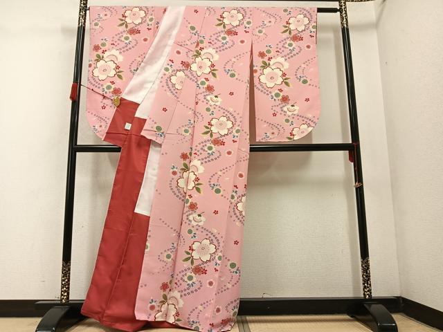 平和屋着物●小振袖　二尺袖　舞桜文　洗える着物　未使用　AABB3216ck 平和屋着物○小振袖 二尺袖 舞桜文 洗える着物 未使用