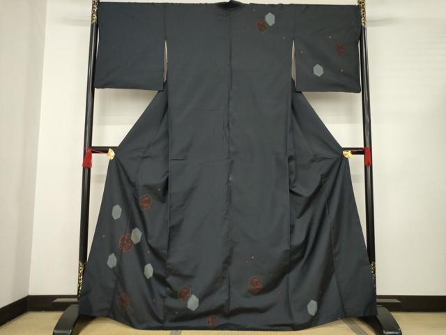 平和屋着物●本場大島紬　訪問着　絞り　亀甲花文　正絹　逸品　AABC6083ck