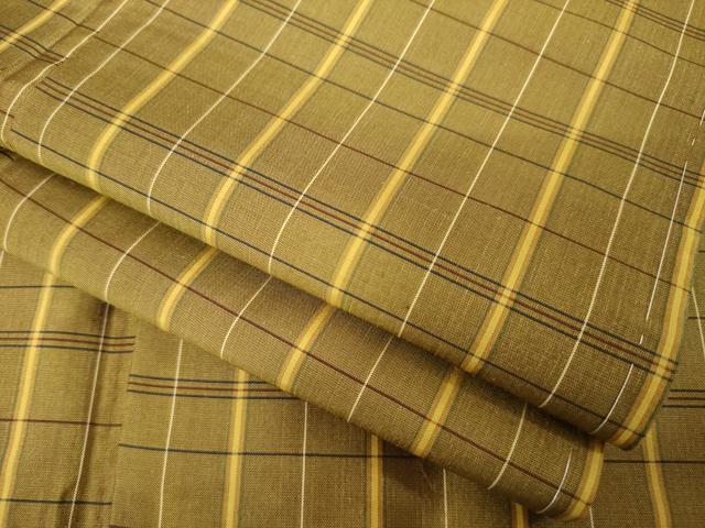 平和屋着物●上質な紬　格子　正絹　逸品　AABC6091ck