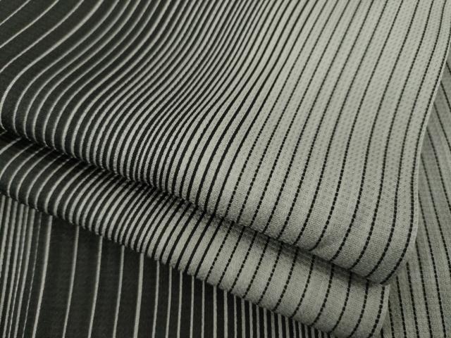 平和屋着物●上質な小紋　間道　黒地　正絹　逸品　AABC6098ck