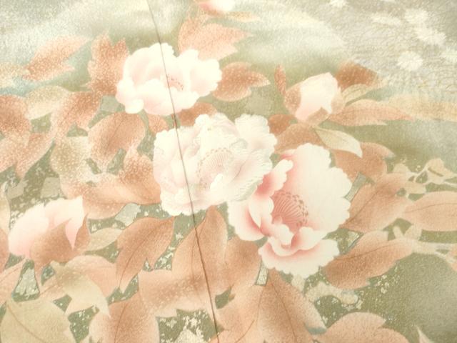 平和屋着物○訪問着 絞り 道長花文 金彩 正絹 逸品 AABC6099ck