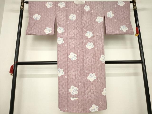 平和屋着物●長襦袢　無双仕立て　麻の葉舞花文　正絹　逸品　AABC6104ck