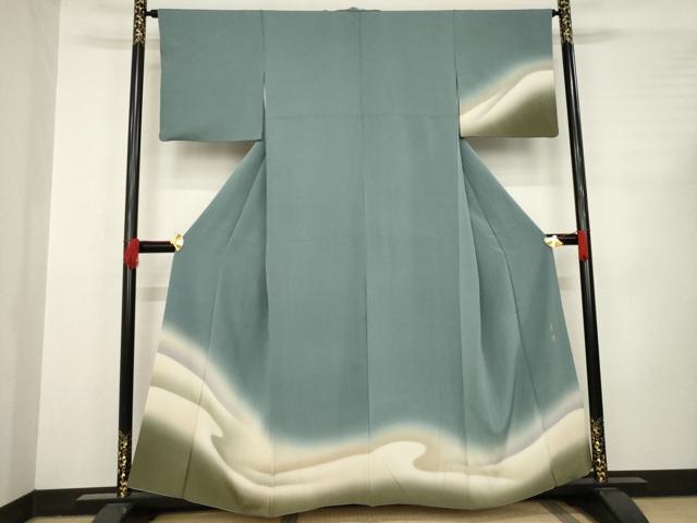 平和屋着物●訪問着　立波文　暈し染め　正絹　逸品　AABC6105ck