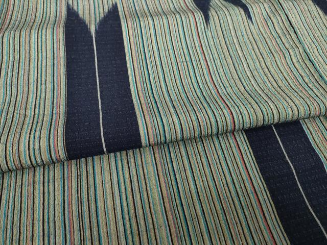 平和屋着物●お召　矢羽根文　ロング丈　正絹　逸品　AABC6141ck 平和屋着物○お召 矢羽根文 ロング丈 正絹 逸品 AABC6141ck