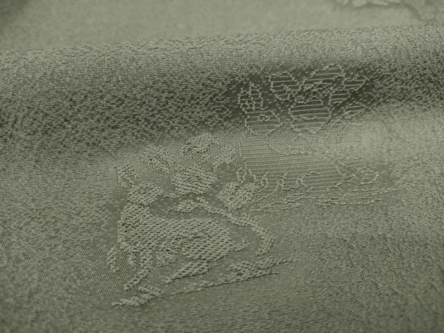 平和屋着物○上質な色無地 色紙兎花地紋 海松茶色 正絹 逸品