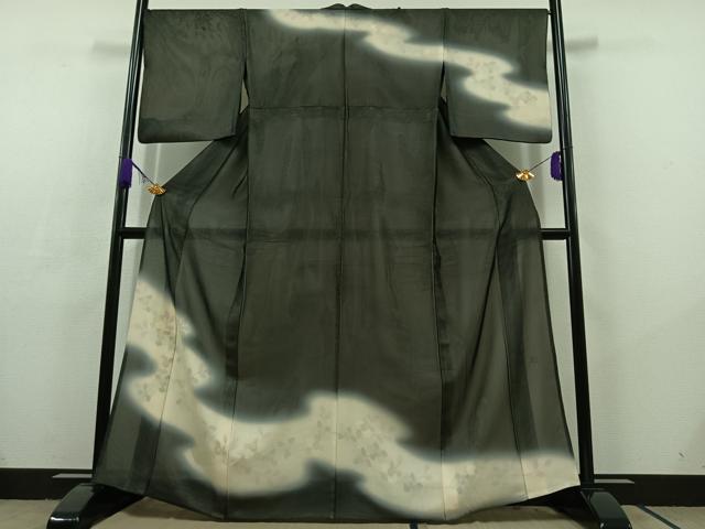 平和屋着物▽訪問着　無双　紗袷　紗×絽　作家物　道長花文　正絹　逸品　AABC6761jh