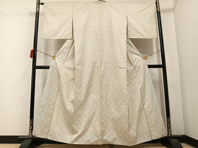 平和屋着物○本場大島紬 白大島 カタス7マルキ 麻の葉文様 正絹 逸品