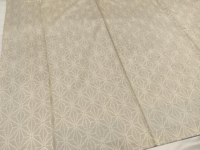 平和屋着物○本場大島紬 白大島 カタス7マルキ 麻の葉文様 正絹 逸品