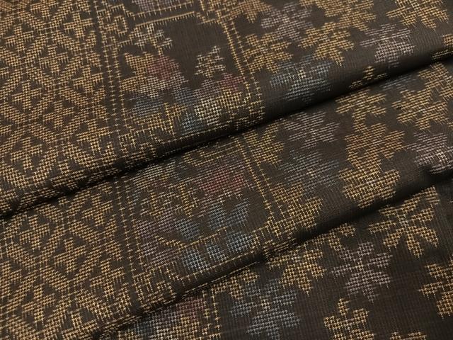 平和屋着物●本場大島紬　カタス7マルキ　草花間道　ロング丈　正絹　逸品　未使用　AABC6826ph