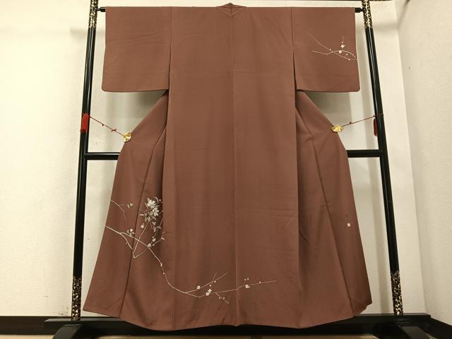 平和屋着物●手描友禅女流作家　一色生子　訪問着　手描き　枝花文　やまと誂製　正絹　逸品　AABC6828ph