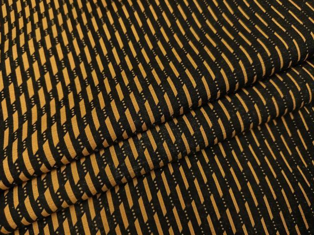 平和屋着物●上質な小紋　紬地　間道　黒地　正絹　逸品　AABC6834ph