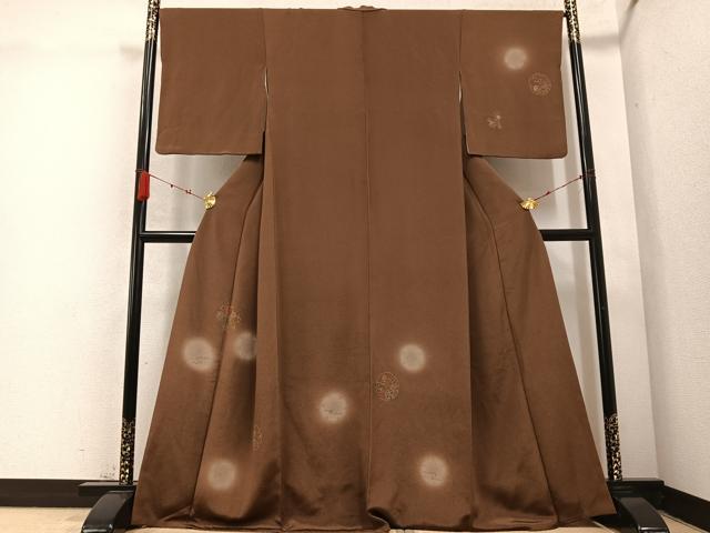 平和屋着物●訪問着　雪輪花文　暈し染め　鬼しぼ縮緬　正絹　逸品　AABC6847ph