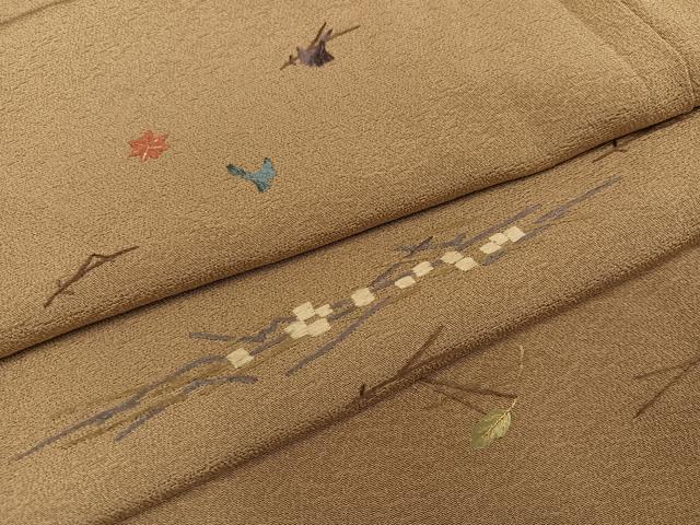 平和屋着物●上質な小紋　刺繍　吹き寄せ花文　金糸　正絹　逸品　AABC6849ph