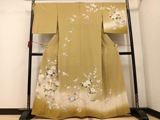 平和屋着物●訪問着　友禅　枝花文　暈し染め　正絹　逸品　未使用　AABC6870ph