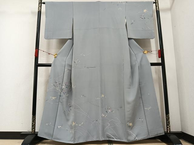 平和屋着物●訪問着　友禅　作家物　枝葉文　正絹　逸品　AABC6879ph