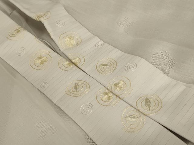 平和屋着物＊夏物　長襦袢　舞花紋紗　白色　半衿刺繍　AABC6884jd 平和屋着物＊夏物 長襦袢 舞花紋紗 白色 半衿刺繍 AABC6884jd