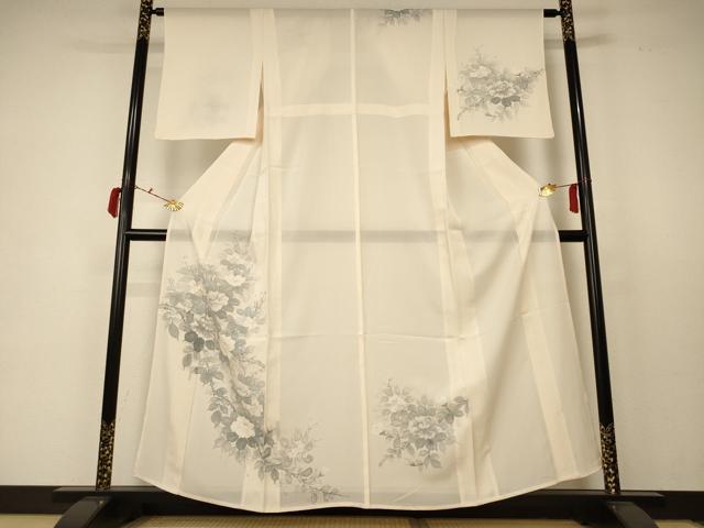 平和屋着物＊夏物　訪問着　絽　手描き　草花文　正絹　逸品　AABC6938jd