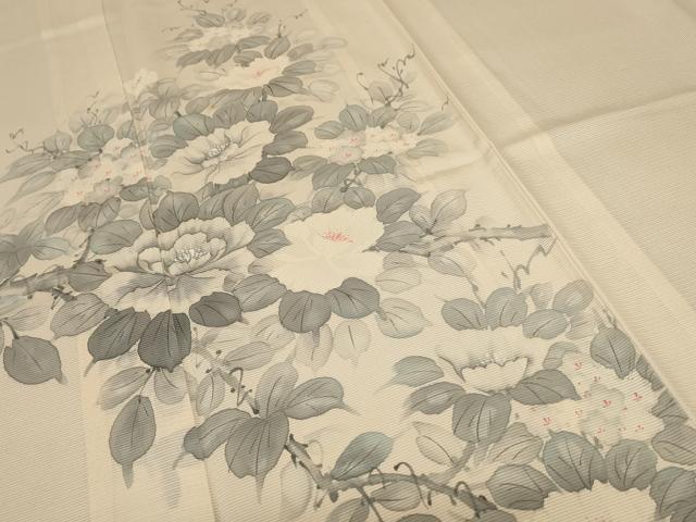 平和屋着物＊夏物 訪問着 絽 手描き 草花文 正絹 逸品 AABC6938jd